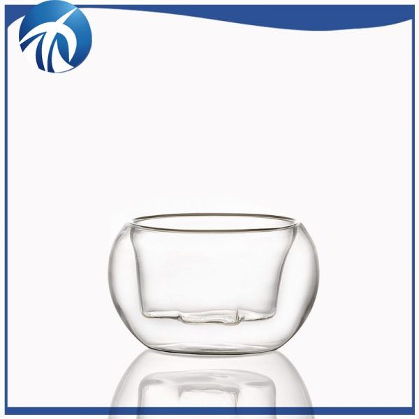 Double wall inside flower glass cup high borosilicate tea glass