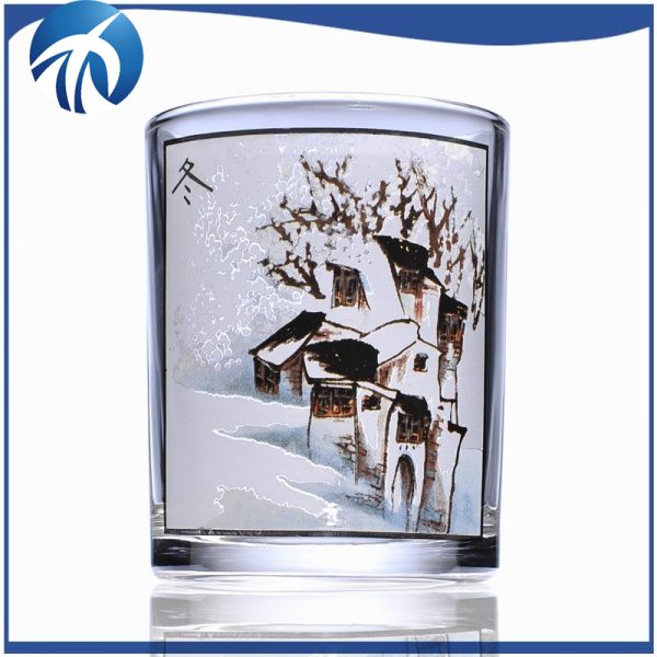300ml Chinese traditional printing winter glass cup OEM printing whiskey cup