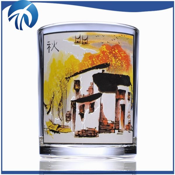 Autumn printing glass cup four season design printing