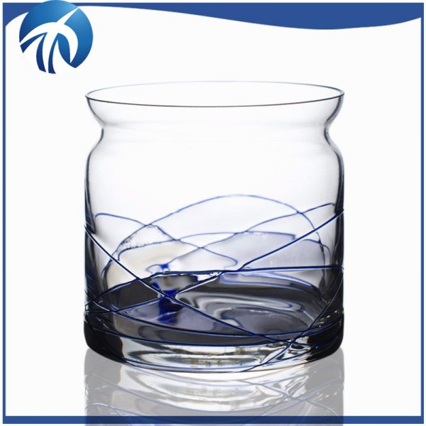 Blue wave glass cup water glass factory China easy wash glass