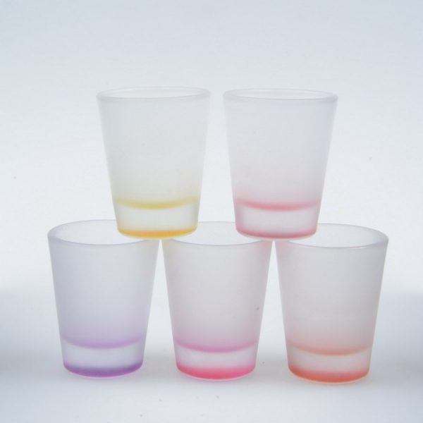 promotional frosty fancy colored bottom gift shot glass