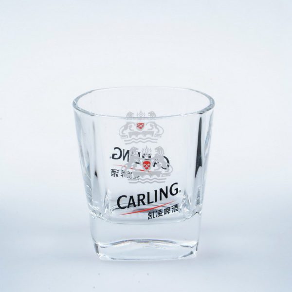 clear square short heavy based custom whiskey glass tumbler