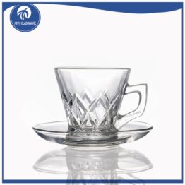 180 ml fancy custom glass gift coffee cup mug with saucer