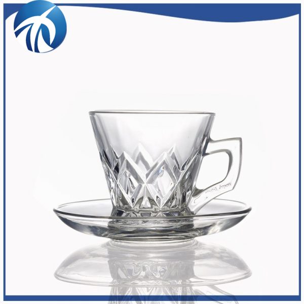 180 ml fancy custom glass gift coffee cup mug with saucer