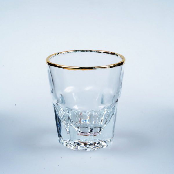 China small fancy heavy based glass gold rim cup from factory